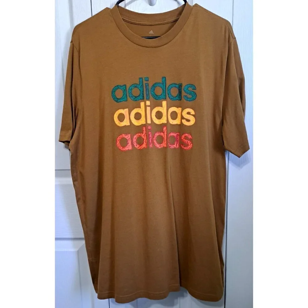 Adidas Men's L Multicolor Short Sleeve Logo T-Shirt Southwestern Colors